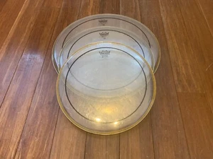 Tom Drum Head Set x 3 - Remo Pinstripe Clear - 16" 13" 12" - #2 - Free P&P ! - Picture 1 of 20