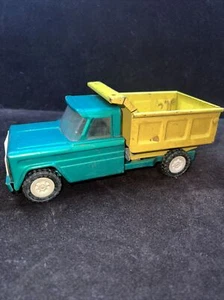 Structo Kom-Pak Dump Truck Vintage 1960s Pressed Steel Green & Yellow 125 - Picture 1 of 8