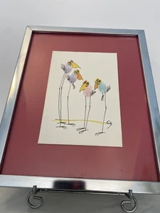 Vintage BARBARA ENTZ Original artwork watercolor painting drawing SIGNED 1970s - Picture 1 of 8