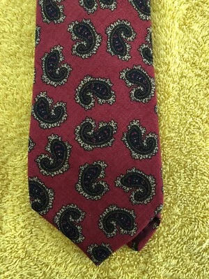 Corbata de lana roja Cravats of London con cachemir marrón 3 5/8 x 58 Inglaterra nueva sin etiquetas Foto 1 de 4