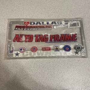 VTG METAL 90s DALLAS COWBOYS LICENSE PLATE AUTO TAG FRAME BRACKET HOLDER VANITY - Picture 1 of 5