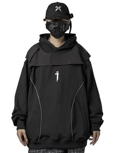 Niepce Shadow Mixed Fleece Hoodie Streetwear Cyberpunk Sweatshirt - Picture 1 of 24
