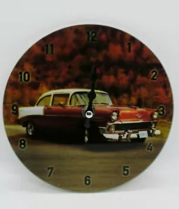 CLASSIC CHEVROLET CHEVY 17 CM GLASS CLOCK COLLECTABLE MAN CAVE GARAGE SHED - Foto 1 di 7