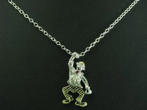 835 Argento Catena & Clown Ciondolo Con Rubino Ricoperto/Parzialmente Dorato/ - Foto 1 di 3