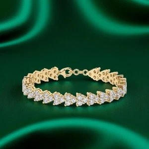 Bracelet 14k Yellow Gold 3.25 Ct Certified Lab Grown Round Cut Diamond - Picture 1 of 12