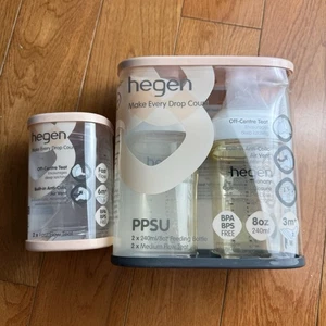 Hegen PPSU Baby Bottles 8oz 240ml Anti Colic Feeding Set 2 Pack + Extra Fast Flo - Picture 1 of 7
