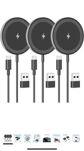 Pack de 3 Pad Chargeur Magnétique Sans Fil : 15W Pad de Charge Qi Magnétique Rapide pour Appl - Photo 1 sur 8