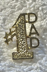 Vintage Crushed Gold Tone #1 Dad Lapel Shirt Hat Pin with Back Father Day Gift - Picture 1 of 4