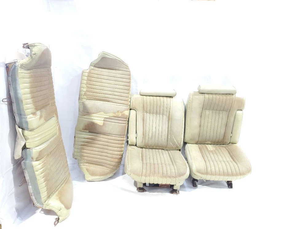 Cadillac Seville 1976 OEM conjunto de asientos de cuero beige decoloración  Foto 1 de 4