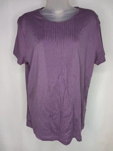 Top Jaclyn Smith taglia large viola girocollo manica corta maglietta elasticizzata - Foto 1 di 8