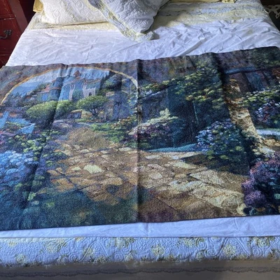 Tapiz colgante de pared arco firmado Behrens 33”x 53” defecto Foto 1 de 4