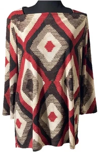 Top Ralph Lauren Para Mujer Estampado Azteca Suroeste Cuello Cuadrado Clásico Talla 1X - Imagen 1 de 9