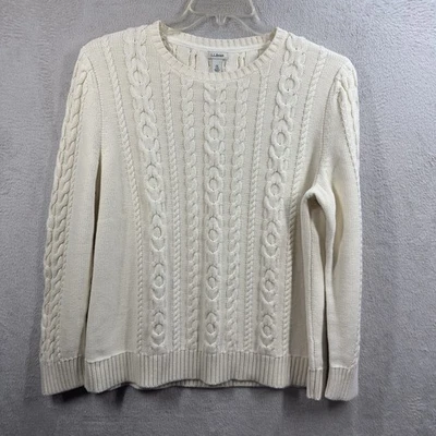 L.L. Suéter tejido con cable Bean Fisherman para mujer talla grande 1X marfil grueso clásico Foto 1 de 4