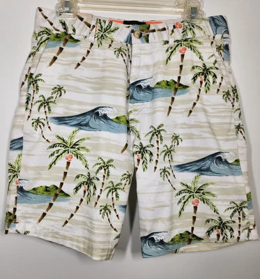 NUEVO CON ETIQUETAS $129 Pantalones Cortos Chinos Scotch&Soda Para Hombre FAVORITOS Algodón Elástico Estampado Hawaiano Talla 28 Foto 1 de 4