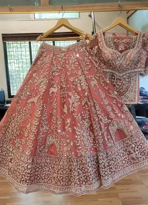 LEHENGA CHOLI INDIAN BOLLYWOOD WEDDING PARTY PAKISTANI WEAR READYMADE - Image 1 of 4
