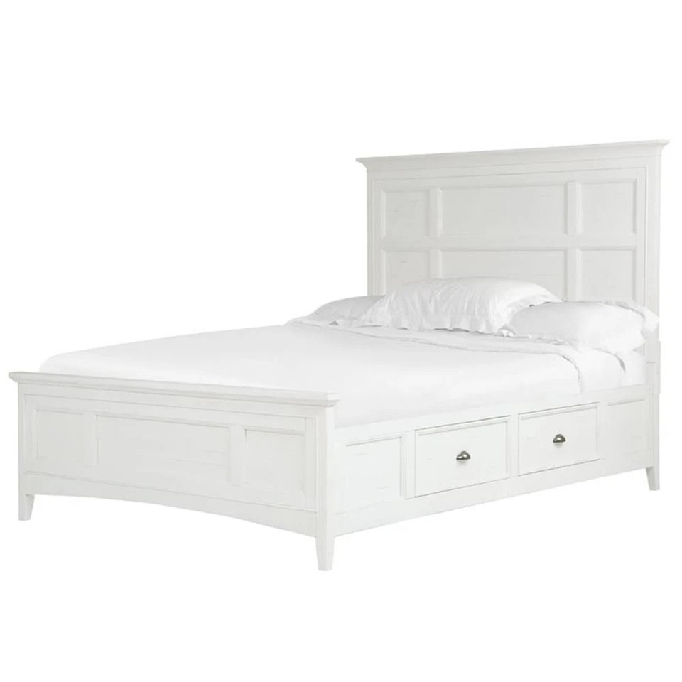 Magnussen Heron Cove Cama Queen Panel Blanco Suave con Almacenamiento Foto 1 de 4