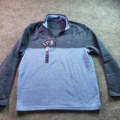 Sudadera Pullover IZOD Para Hombre Cuarto Cremallera Azul Gris Jaspeado Talla M Manga Larga Foto 1 de 4