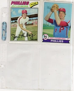 Jim Lonborg 2 Card Topps Run 1977 1979 Phillies NrMt - Foto 1 di 2