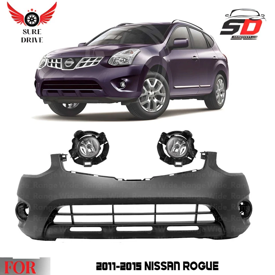 Front Bumper Cover Paintable & Fog Light Assembly Kit For 2011-2015 Nissan Rogue — 第 1/4 张图片