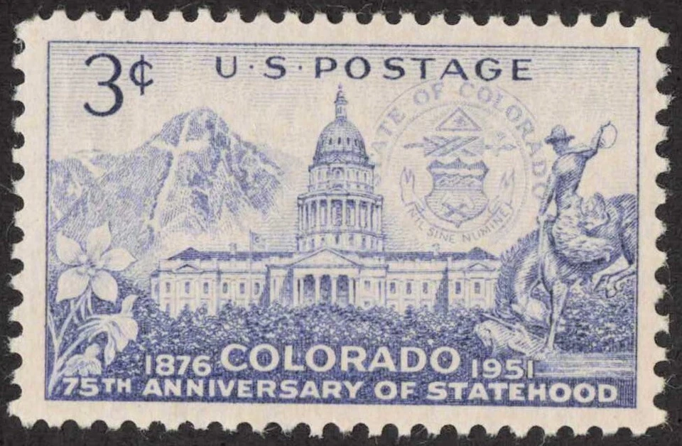 US #1001 3¢ Colorado Statehood 1951 MH - Image 1 of 1