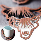 Hollow Highland Cow Wooden Coaster Tea Coffee Cup Drink Non-slip Mats Pads New