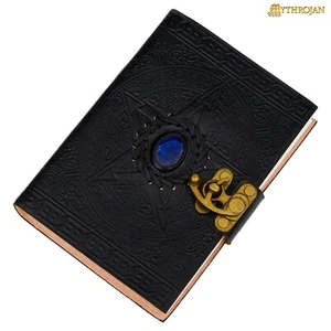 Sakralchakra Leder Journal Blanko Tagebuch mit Halbedelstein Schloss Verschluss - Bild 1 von 12
