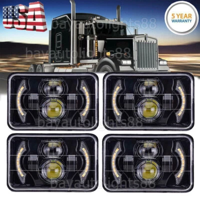 4x Fit Kenworth T800 T400 T600 W900B Classic 120/132 HK 4x6''INCH LED Headlights - Image 1 of 4