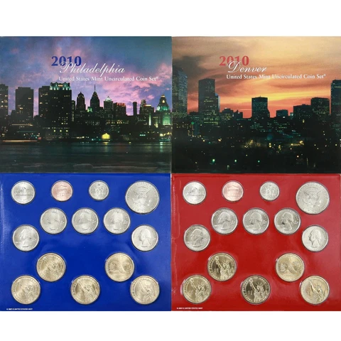 2010  Mint Set Original Plastic 28 Brilliant Uncirculated US Coins BU Cover