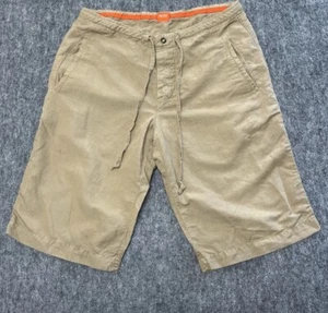 Hugo Boss Shorts Herren 32 Beige Leinen Baumwolle 13" Schrittlänge Druckknopfleiste Chino Italien Spitze - Bild 1 von 10