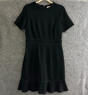 Vestido Nanette Lepore Para Mujer 6 Negro Cambio Ponte Tejido Volantes Dobladillo Mangas Cortas Foto 1 de 4