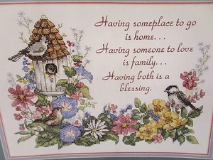 Dimensions #3160 Stamped X Stitch - Home, Family, Blessing - Flowery Verse -1996 - Picture 1 of 3