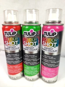 3 X FABRIC COLOUR SPRAY PAINT INSTANT WASHABLE COLOUR SHOT TULIP UPCYCLE - Picture 1 of 2