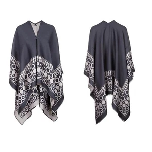 MAX MARA WEEKEND blau grau gewebt WOLLE HALSTUCH SCHAL UMHANG großer Schal NEU - Bild 1 von 4