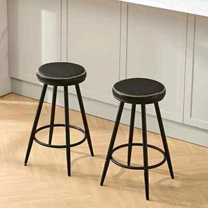 Bar Stools Set of 2 Swivel Backless 24" Counter Height Bar Stools for Kitchen - Picture 1 of 9