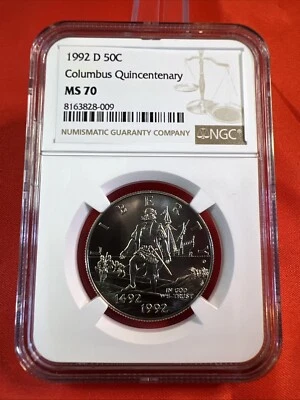 :1992-D 50C Columbus Quincentenary Commemorative Half NGC MS70 Rare !!! - Image 1 of 4