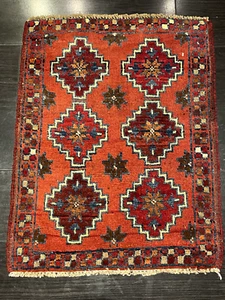 1x2 SUPER TRIBAL GEOMETRIC NATURAL VEGETABLE DYE HANDMADE-KNOTTED WOOL RUG 41 - Picture 1 of 15