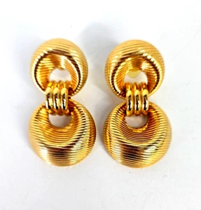 Vintage Türklopfer goldfarbene modische Ohrringe freches Statement durchbohrt 2 Zoll - Bild 1 von 5