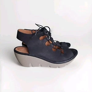CLARKS ARTISAN Clarene Grace Wedge Gladiator Size 10 Black Nubuck Leather - Picture 1 of 9