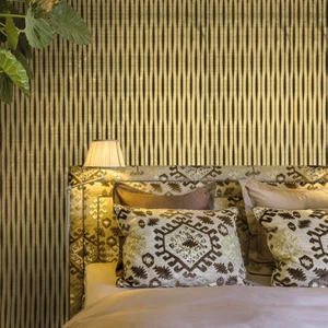 Wallpaper rustic coffee brown gold Metallic Textured Flocking Velvet Lines rolls - Picture 1 of 12