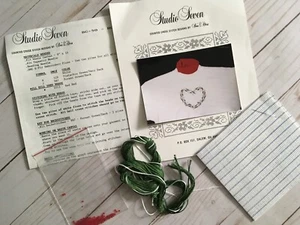 Vintage Studio Seven Cross Stitch Kit Christmas Holly Leaves Shirt Waste Canvas - Picture 1 of 2