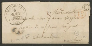 1843 Lettre CAD Vaucouleurs T12 +1D rural rouge + Boîte rurale C Maxey TB. P831 - Bild 1 von 2