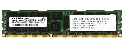 Elpida EBJ17RG4EBWA-DJ-F DDR3 10600R 1333Mhz 1.35v 2rx4 Server Memory Ram Used - Image 1 of 2
