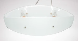 MASSIVE Unusual Twin Glass Shades Chrome Ceiling Light Drop 150cm Width. 45cm - Picture 1 of 13