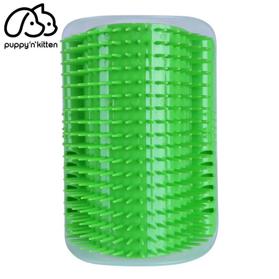 Cepillo de aseo automático para gatos mascotas pared esquina aseo peine de masaje juguete y hierba gatera Foto 1 de 4