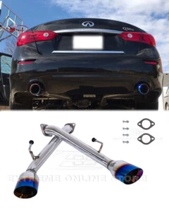 Burnt Tips Exhaust For 14-Up Infiniti Q50 Axle Back Dual Muffler Delete 4.5 Inch - Picture 1 of 8