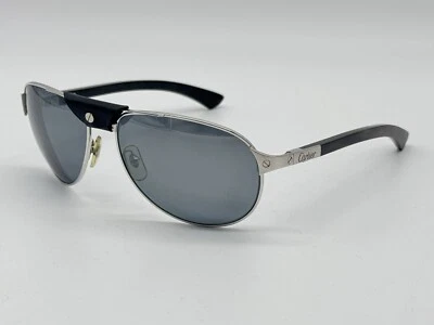 GAFAS DE SOL CARTIER SANTOS AVIATOR DUMONT GRIS/CUERNO MARRÓN COMO NUEVAS 100 % GENUINAS ~ $3400 Foto 1 de 4