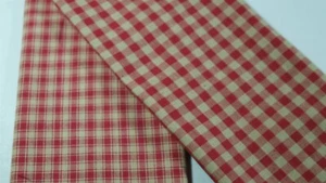 Vintage Primitive Rustic Plaid Cotton Homespun Tan Pink Doll Rag Quilt Fabric - Picture 1 of 3