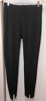 Pantalones de vestir halógenos talla pequeña tejidos negros abertura frontal evento carrera preppy Foto 1 de 4