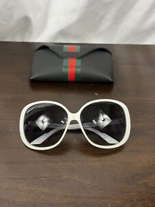 GUCCI GG 3157/S Oversized Sunglasses Made in Italy Authentic USED White W/ Case
