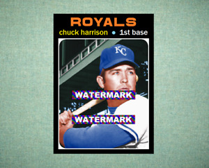 Chuck Harrison Kansas City Royals 1971 Style Custom Baseball Art Card
